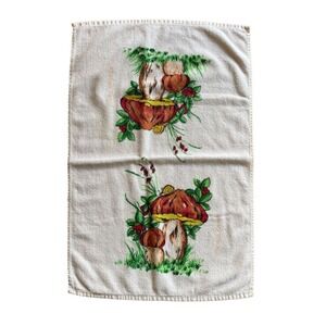 Vintage F W Woolworth Mushroom Hand Towel Brown 15x24"